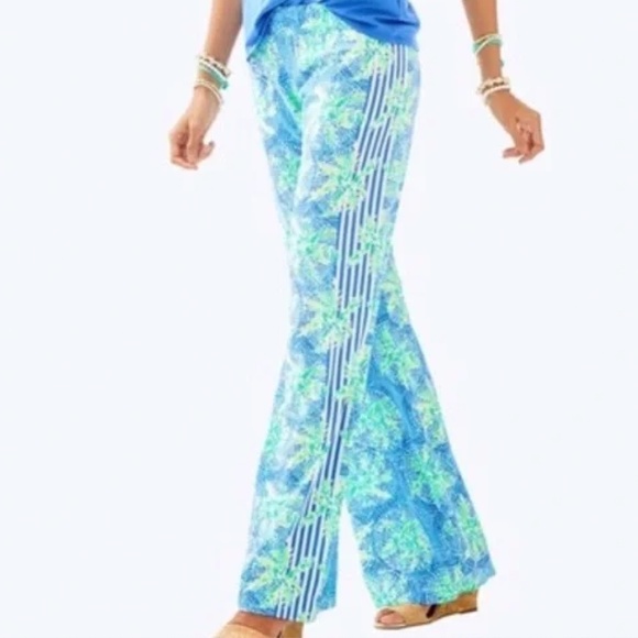 Lilly Pulitzer -Bennet Blue Tropic Like Its Hot Engineered Palazzo Pants - Picture 4 of 4